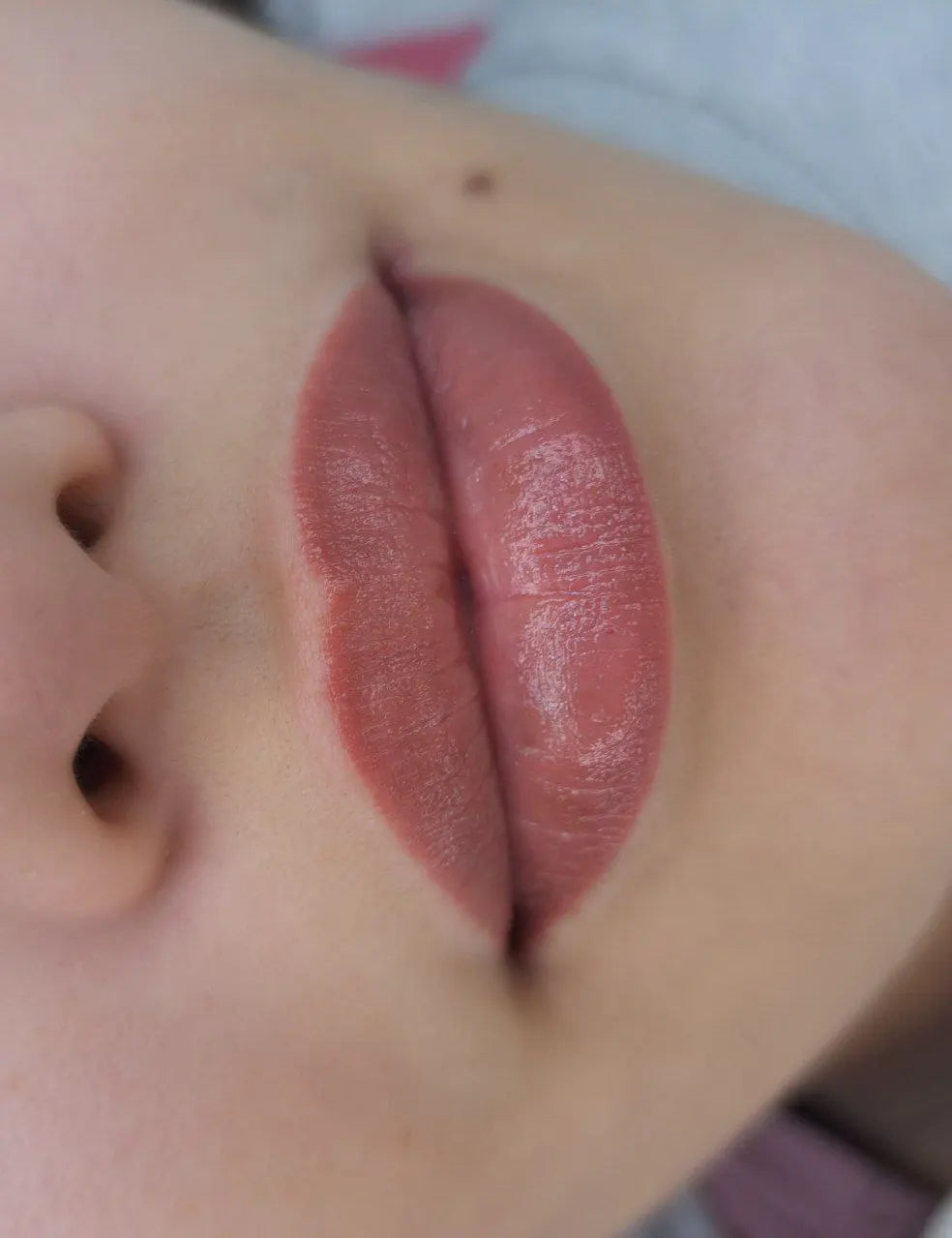 Healed lip PMU done with Hanafy Soft Beige