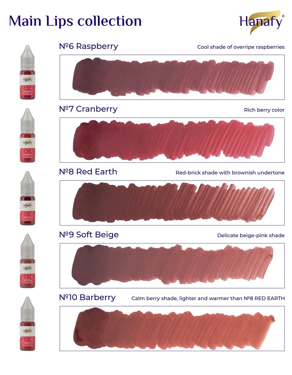 Hanafy Set Lips Main Collection – 10 Hybridpigmente
