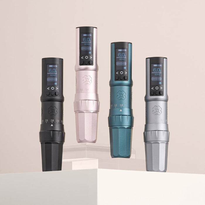 Microbeau E.L.B wireless PMU machines in all four colours, front view