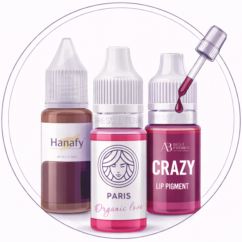 mineral hybrid organic pigments for permanent make up lip blush ombre powder brows hairsrtoke hyperrealism