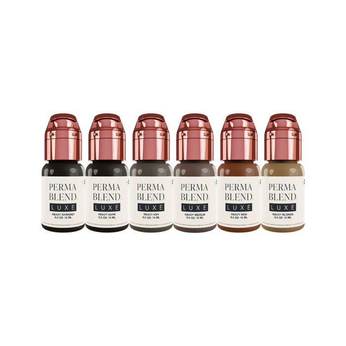 Perma Blend Luxe Ready Set Go pre-modified brow pigment set, 6 bottles of 15 ml
