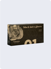 Piranha black latex gloves, powder-free, box of 100