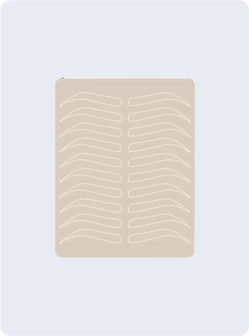 Silicone brow practice mat included in the PMU Student Starter Kit