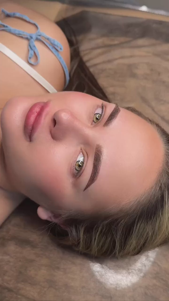 FACE Minerals Dark and Light brow pigments, healed powder brows on a client (video)