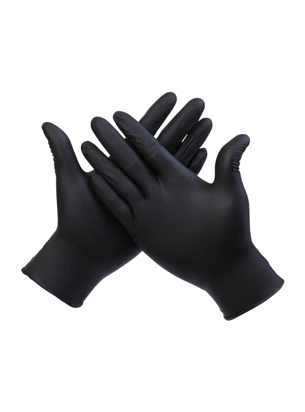 Pair of black tattoo gloves on a light grey background