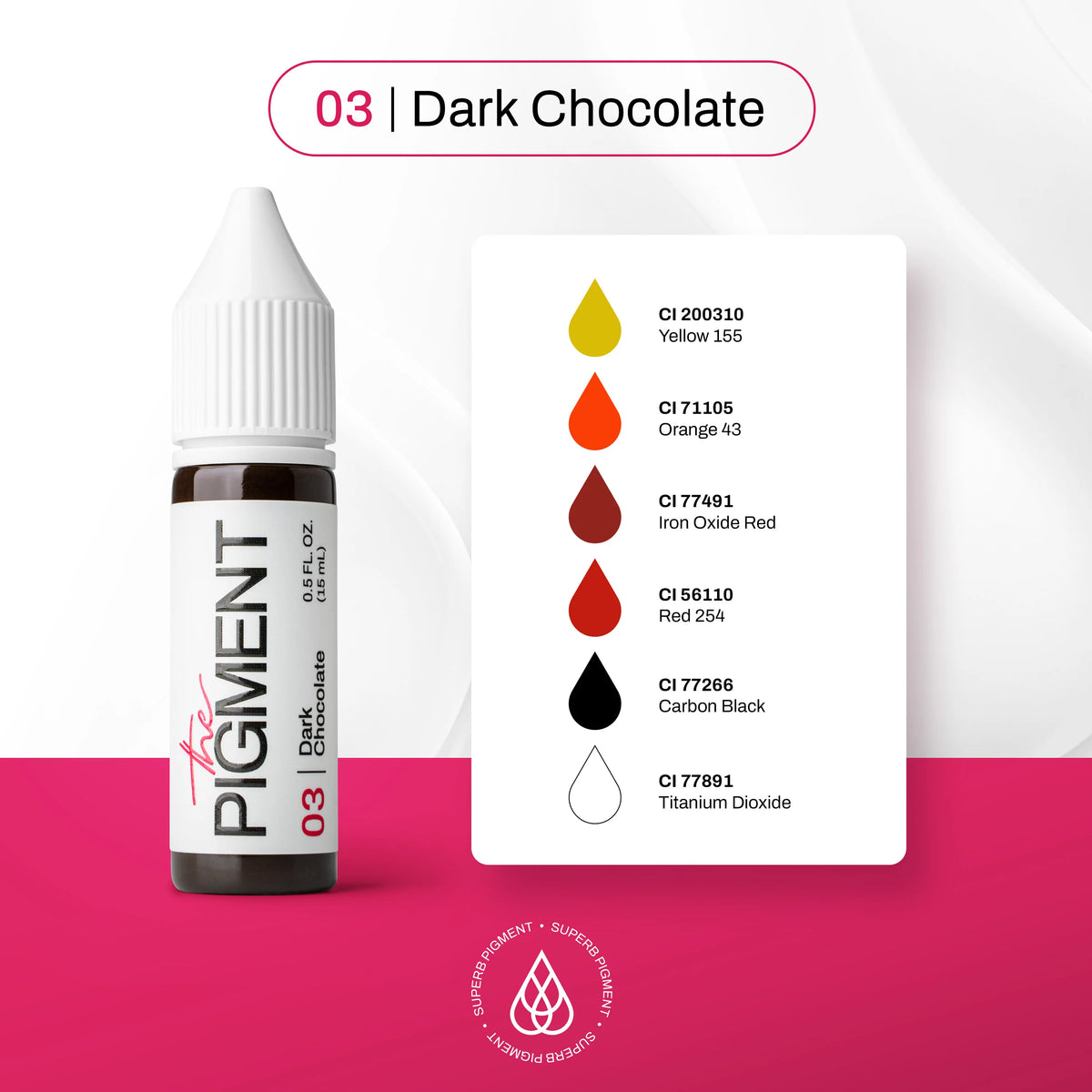 The Pigment 03 Dark Chocolate Augenbrauenpigment, Farbtonpräsentation