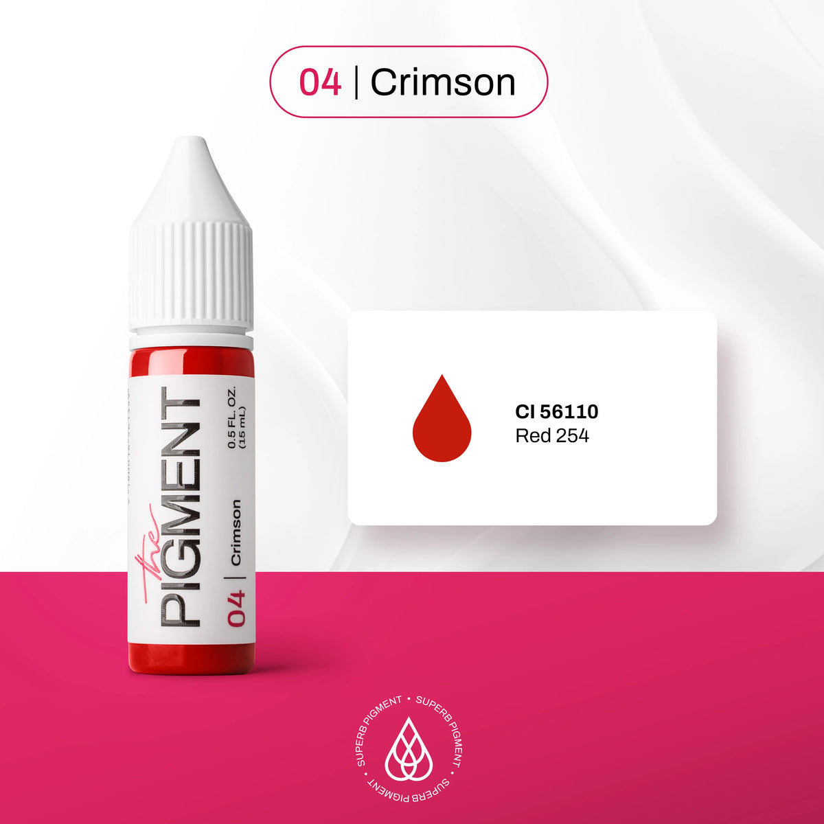 The Pigment 04 Crimson lip pigment, shade presentation