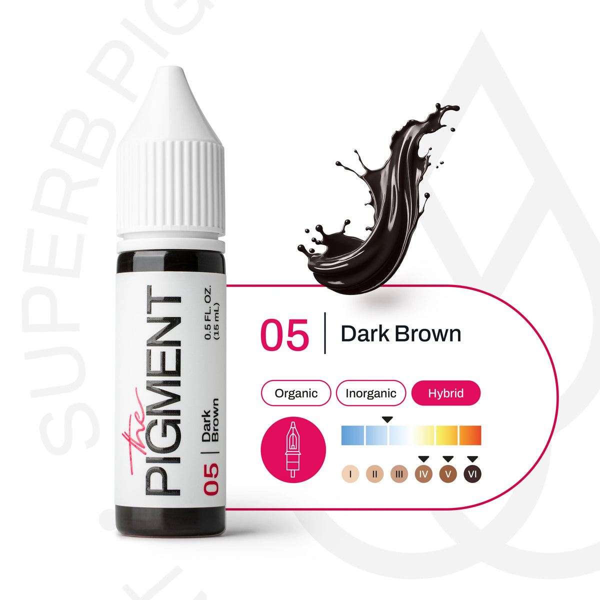 The Pigment 05 Dark Brown wenkbrauwpigment voor permanente make-up wenkbrauwen