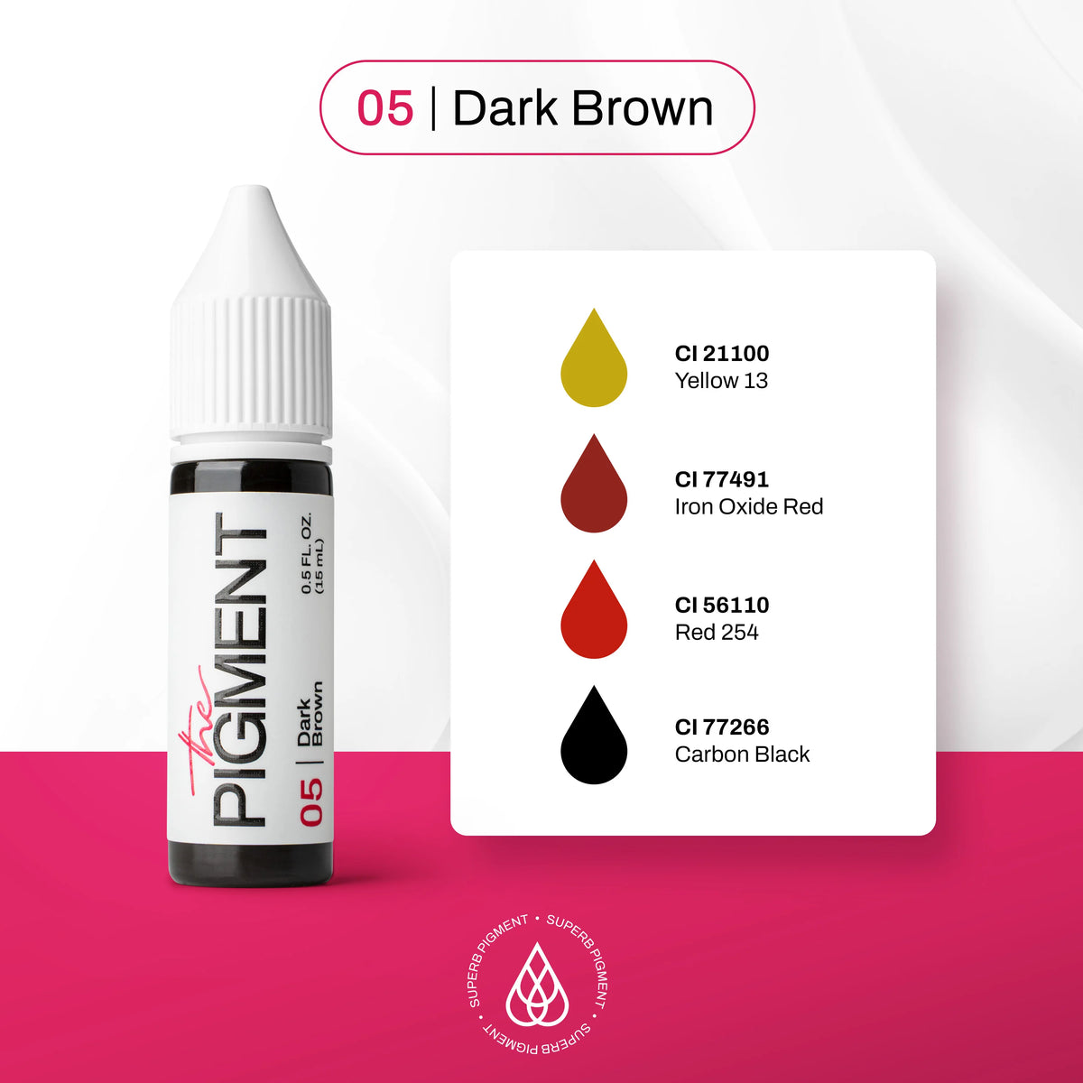 The Pigment 05 Dark Brown wenkbrauwpigment, tintpresentatie