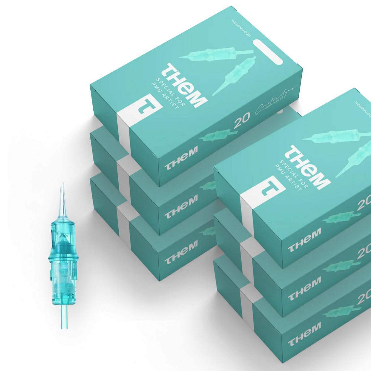 THEM No.6 0.20 mm 1RLLT PMU needle cartridges, set of 6 packs