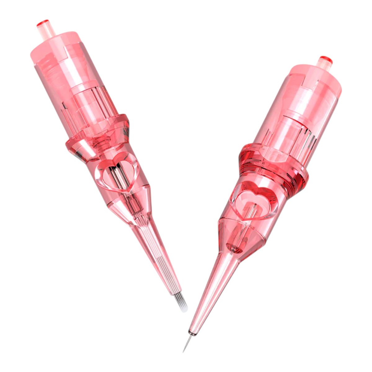 Two pink Heart Viper HT0.20/1RLLT PMU cartridges with safety membranes