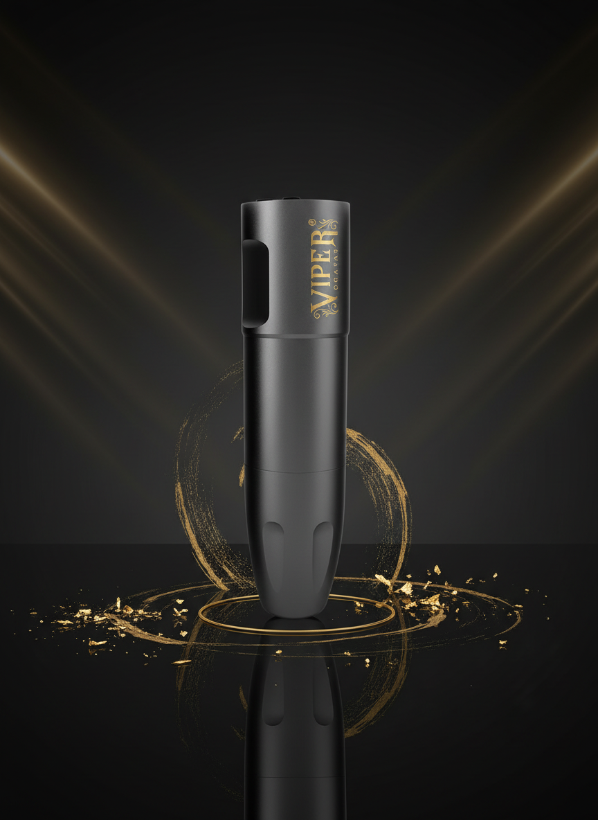Black Viper wireless pen machine on a reflective surface, dark background